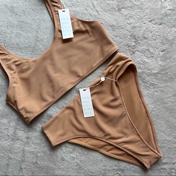 Frankie's Bikinis Other - NWT Frankies Bikinis Earth High Waist Ribbed Minimal Bikini Two-Piece Swimsuit